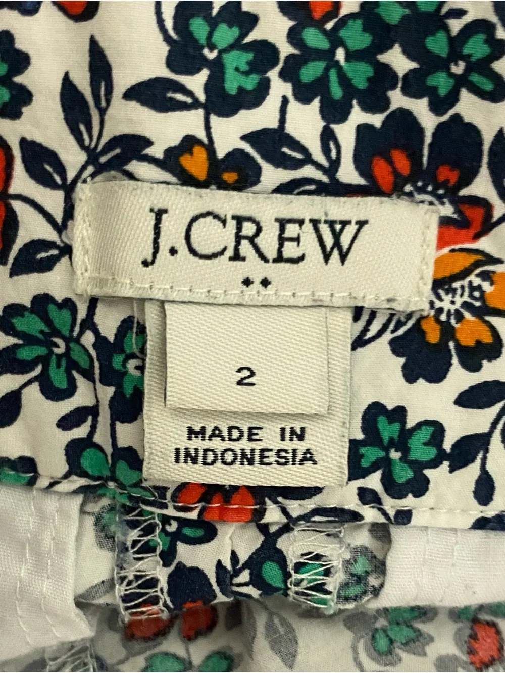 J. Crew Floral Tie-Waist High-Rise Shorts in White with Multicolor Print